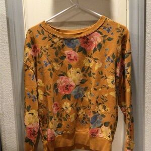 Old Navy Mustard Yellow Floral Sweatshirt